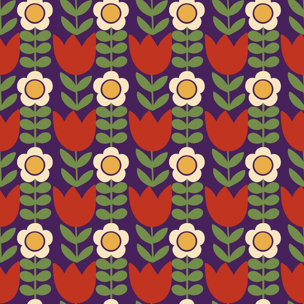 bloemen naadloos patroon in retro stijl vector