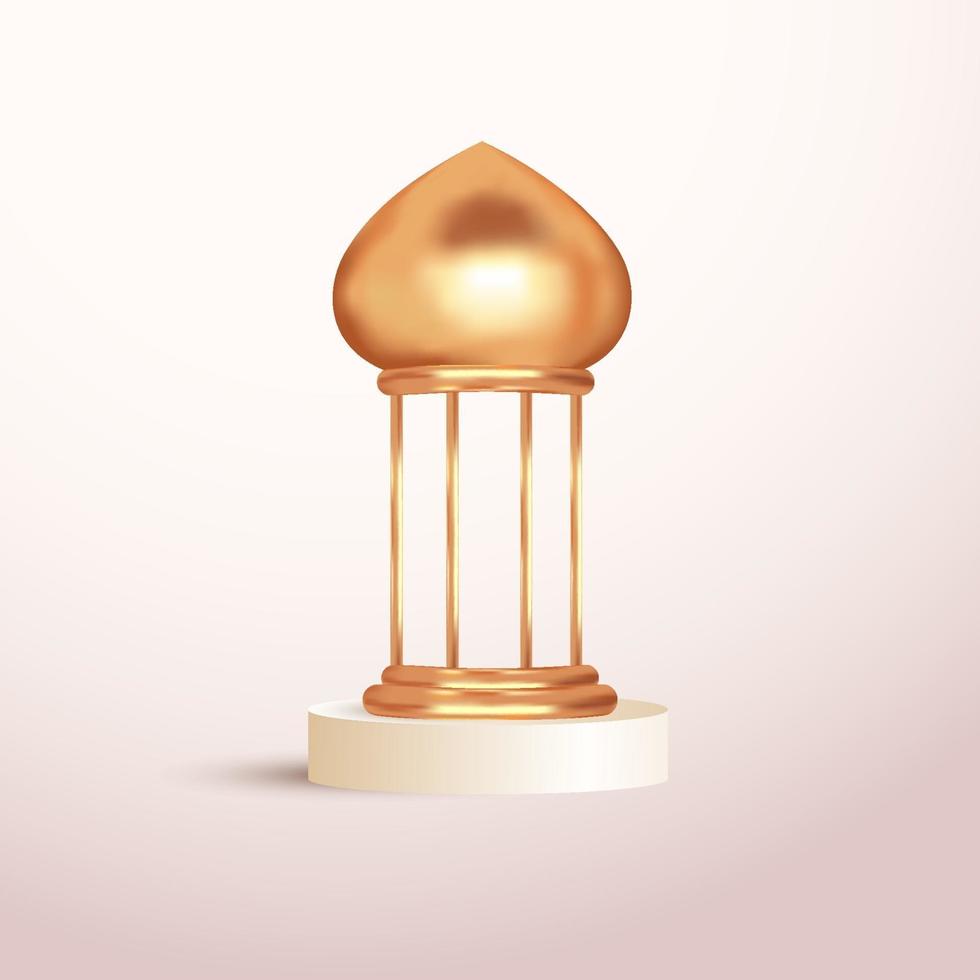 3D-gouden islamitische latern ramadan element decoratie vector