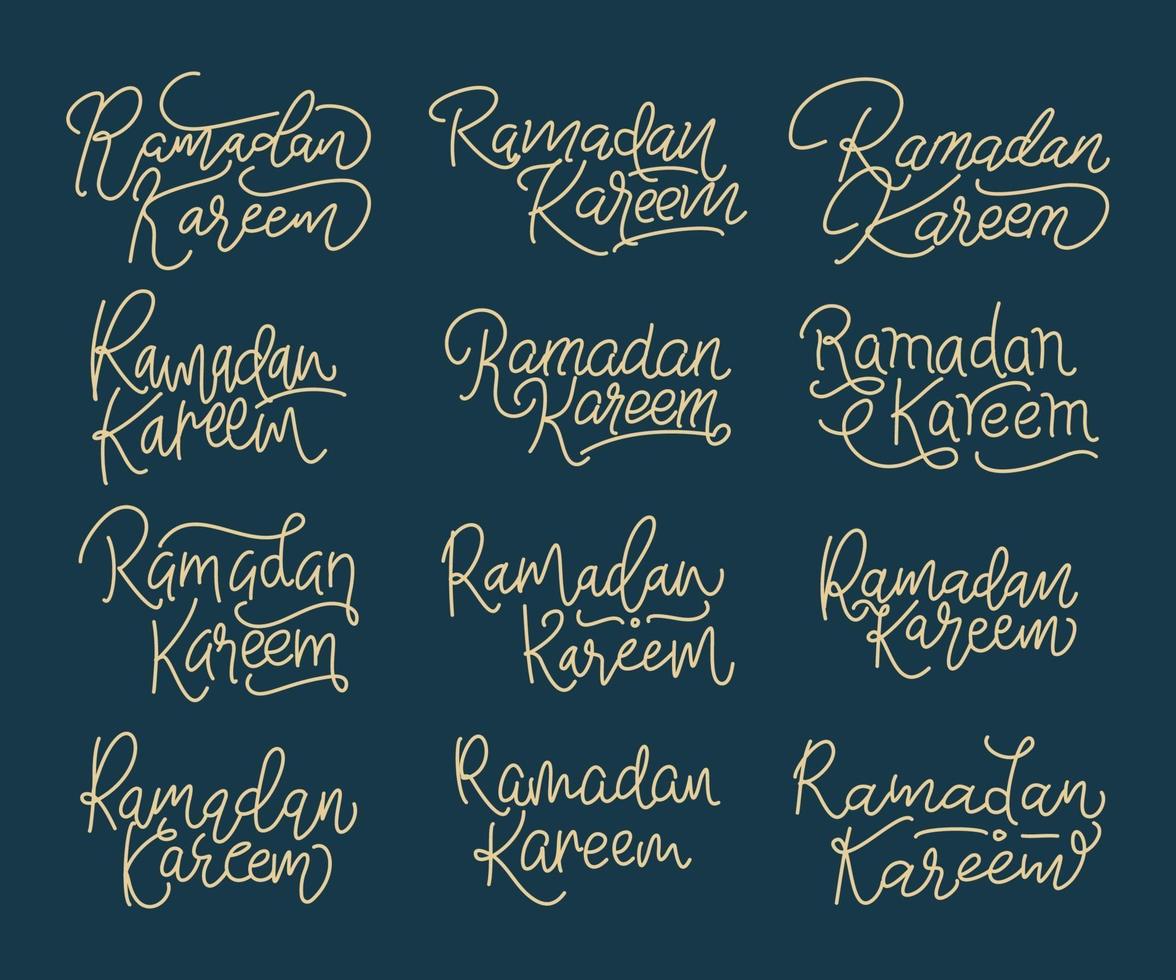 verzameling van ramadan kareem moderne kalligrafie vector