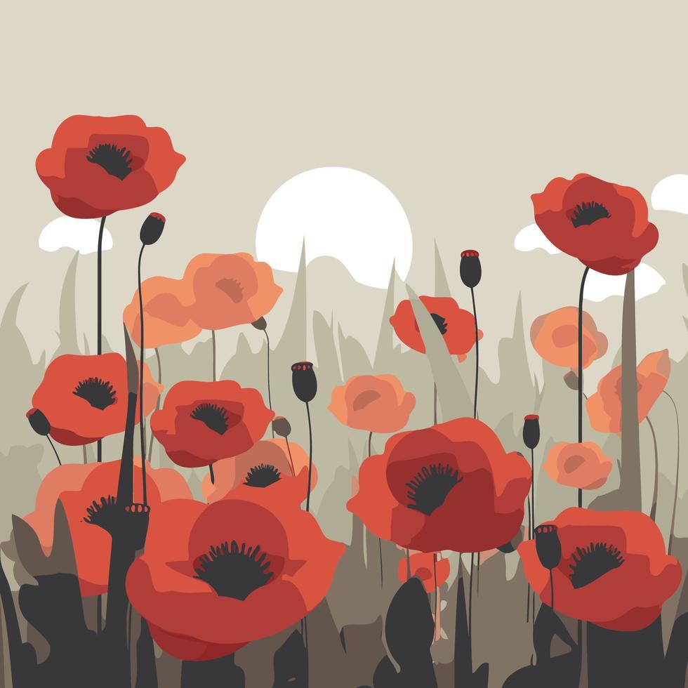 achtergrond met rood papaver bloemen vector