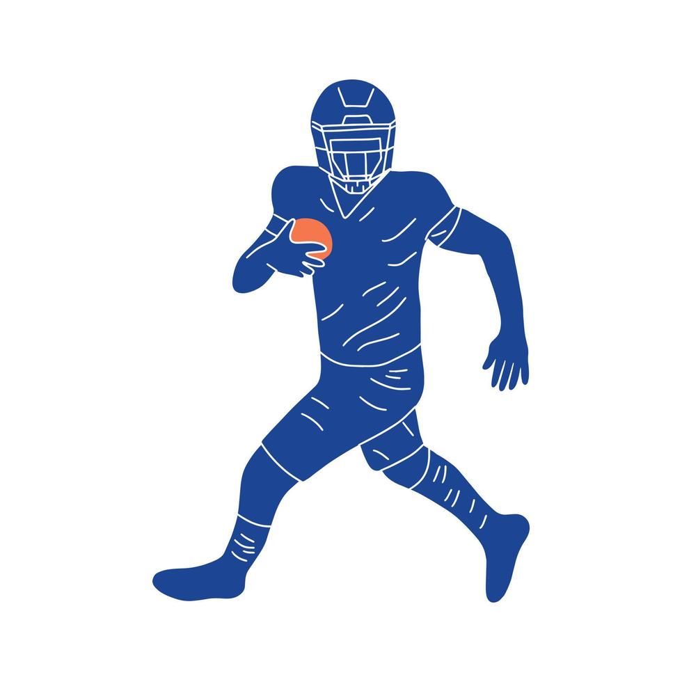 hand- getrokken Amerikaans voetbal speler vector silhouet. gemakkelijk tekening illustratie voor sport teams, uitrusting en evenementen