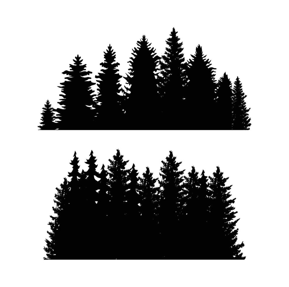 wijnoogst bomen en Woud silhouetten reeks vector