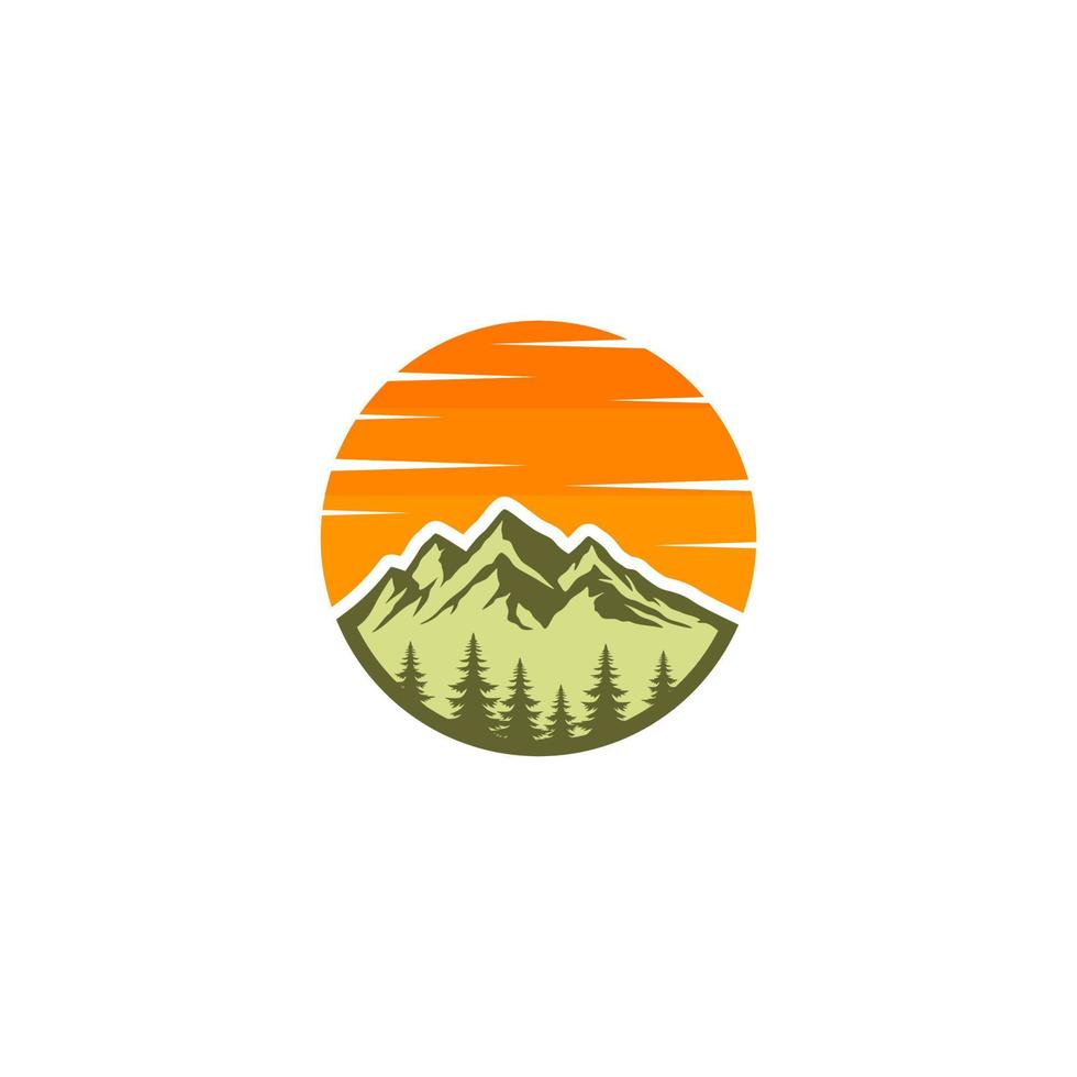 berg logo met zon en wolken bovenstaand het vector