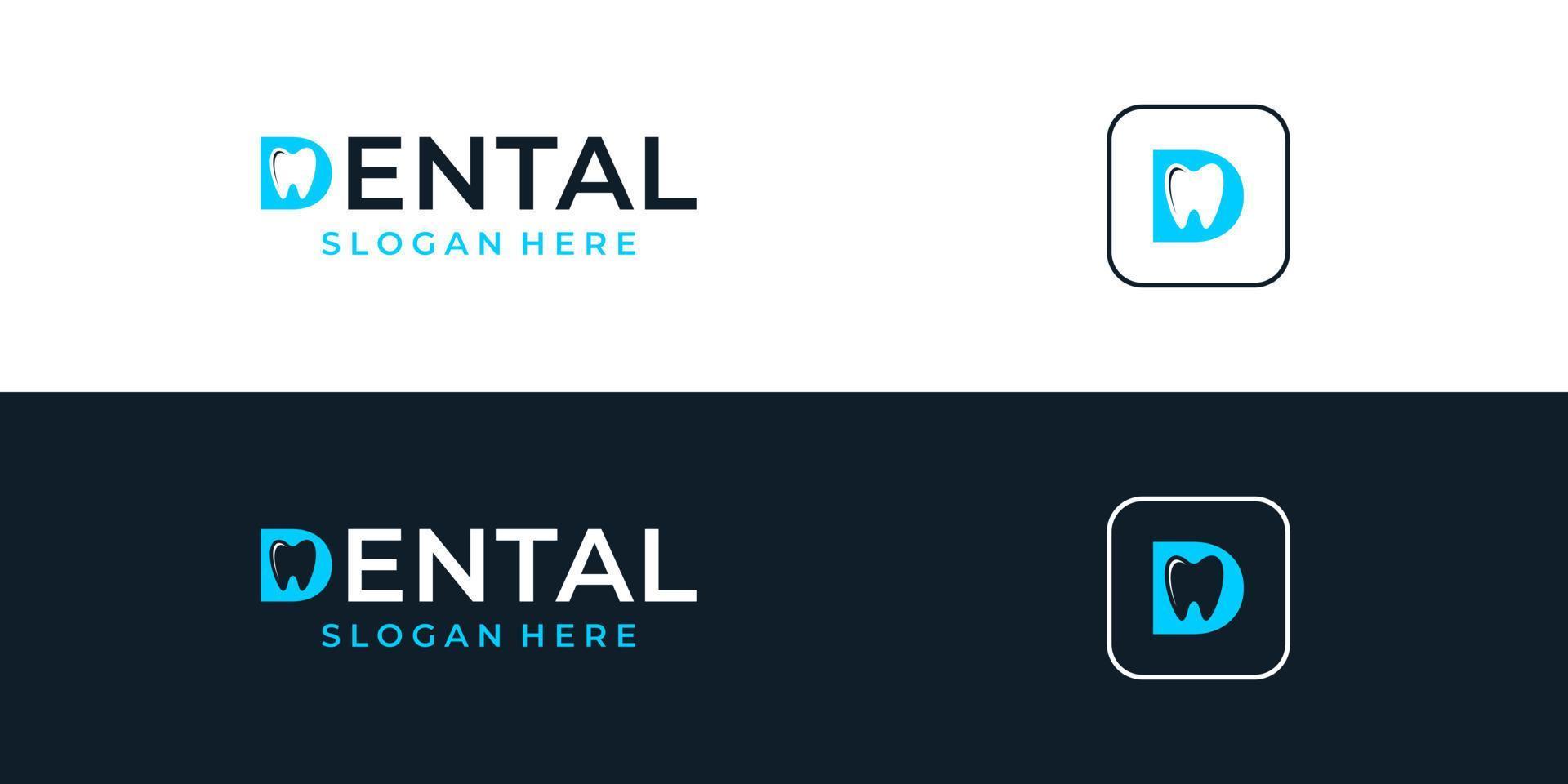 tandheelkundig kliniek logo ontwerp met abstract tandheelkundig logo vector illustrator ontwerp gecombineerd met brief d in tandheelkundig tekst.