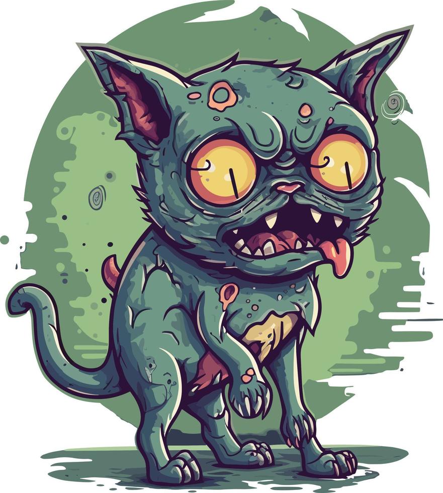 schattig zombie kat mascotte abstract illustratie vector