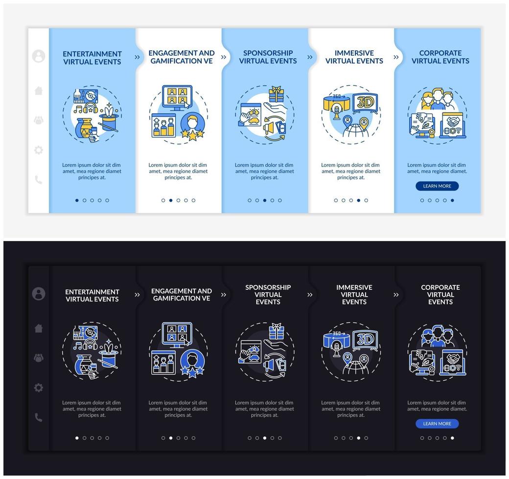 online verzameling soorten onboarding vector sjabloon