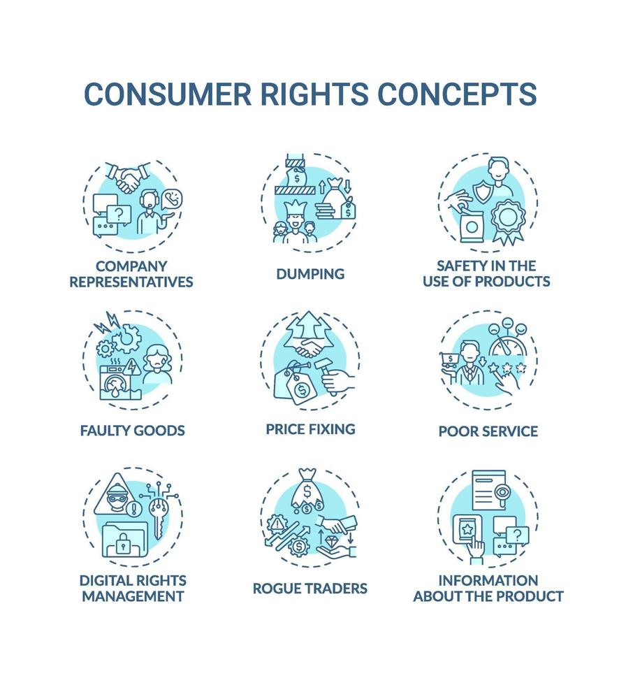 consumentenrechten concept pictogrammen instellen vector