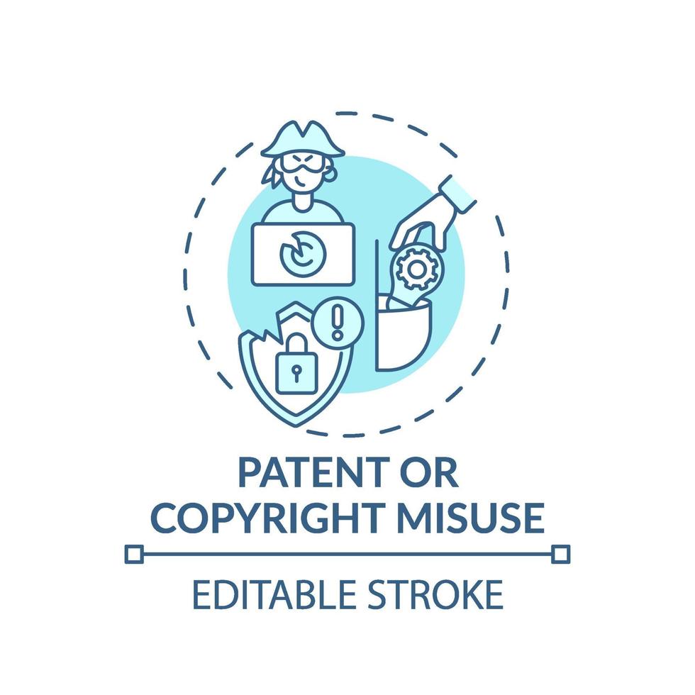 patent en copyright misbruik concept pictogram vector