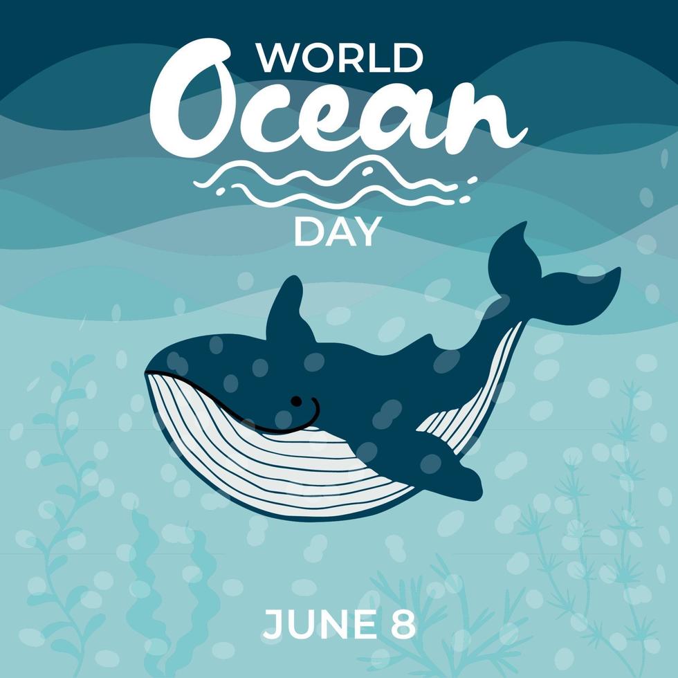 wereld oceanen dag kaart banner vector