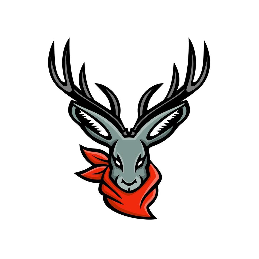 jackalope draagt bandana-mascotte vector