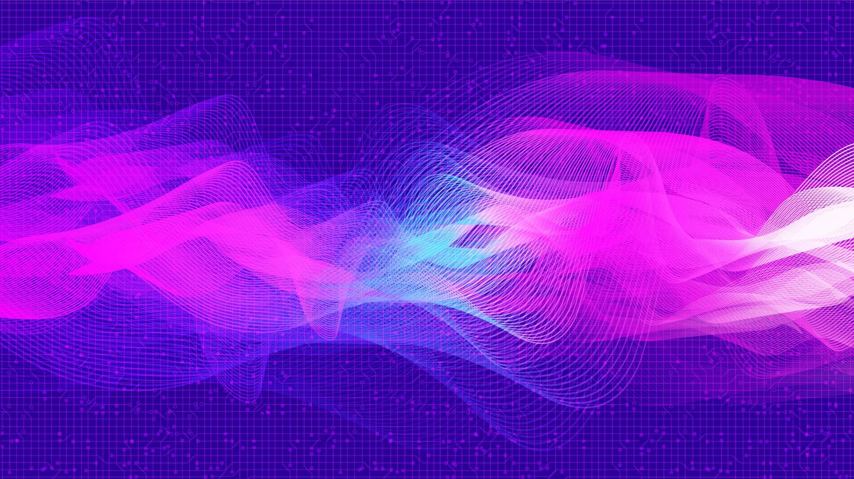 violet digitaal geluidsgolf en aardbevingsgolfconceptontwerp voor muziekstudio en wetenschap vector