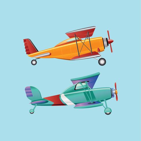 Vintage vliegtuigen dubbeldekker vliegtuigen instellen vector