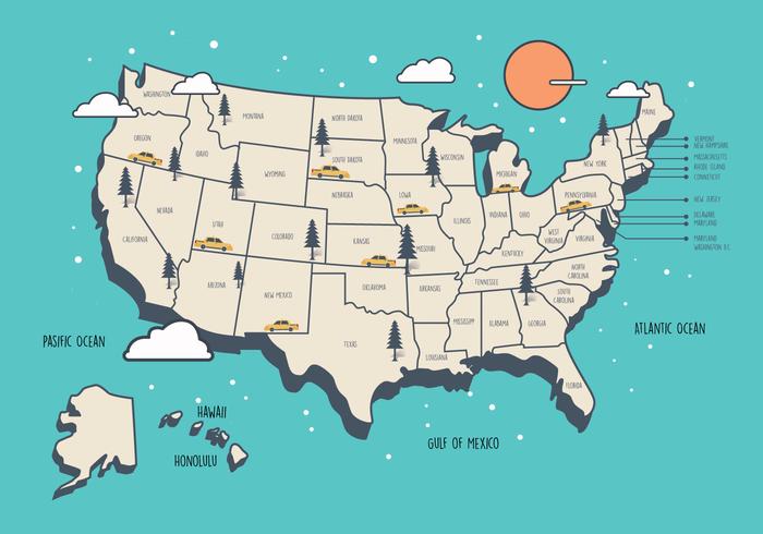 Verenigde Staten Landmark kaart Vector