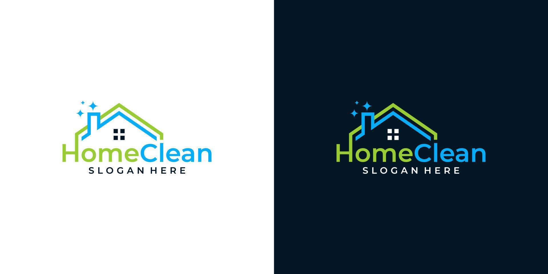 huis gebouw logo ontwerp sjabloon met schoonmaak grafisch ontwerp illustratie. icoon, symbool, creatief. vector