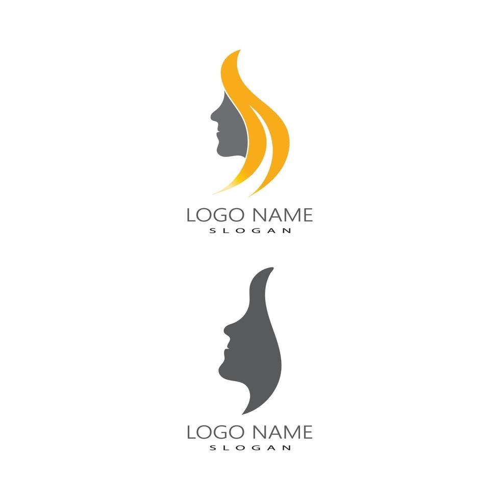 vrouw gezicht silhouet karakter illustratie logo pictogramserie vector