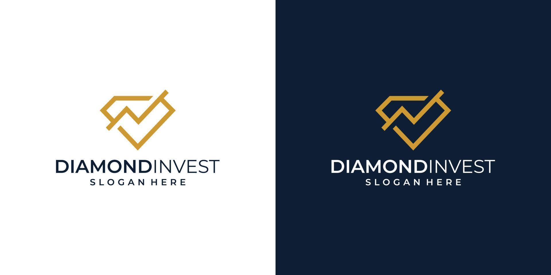 diamant logo ontwerp sjabloon met lijnen en investering ontwerp analytisch vector illustratie. icoon, symbool, creatief.