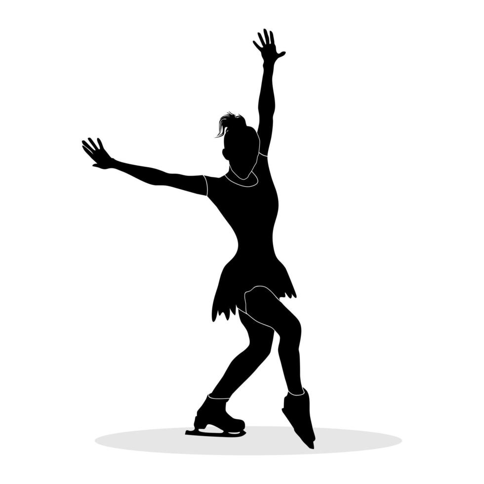 zwart silhouet van vrouw atleet aan het doen ijs het schaatsen. vector illustratie