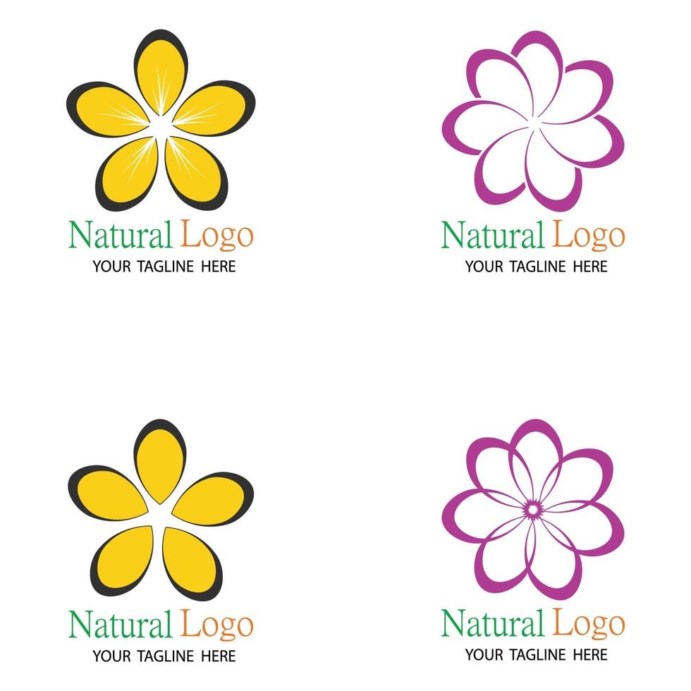 schoonheid plumeria pictogram bloemen ontwerp illustratie sjabloon set vector