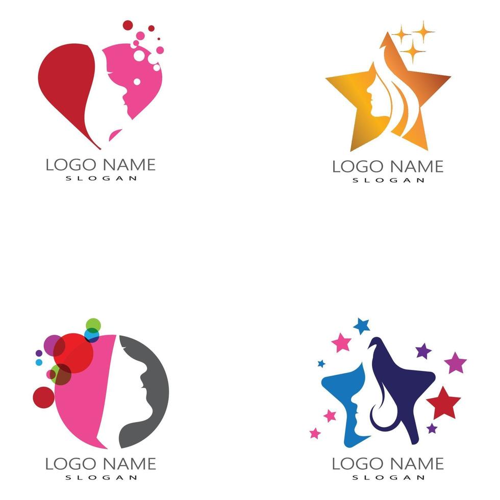 vrouw gezicht silhouet karakter illustratie logo vector pictogramserie