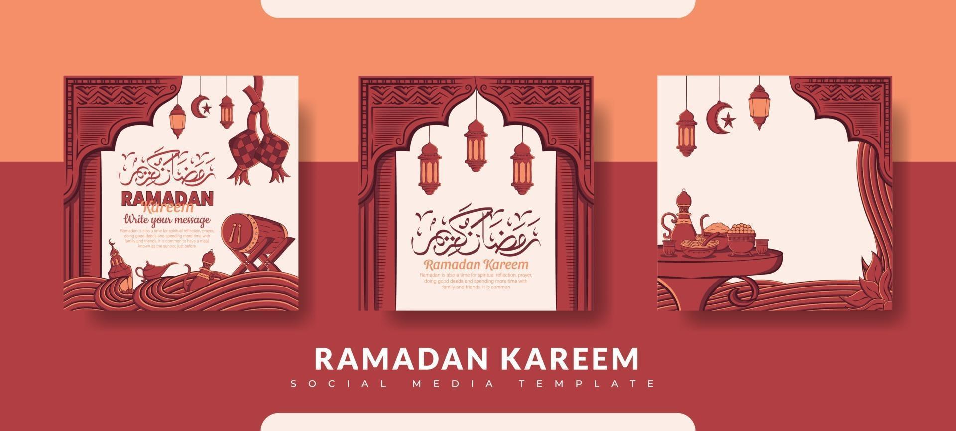 ramadan postsjabloon, sociale media postsjabloon ingesteld vector