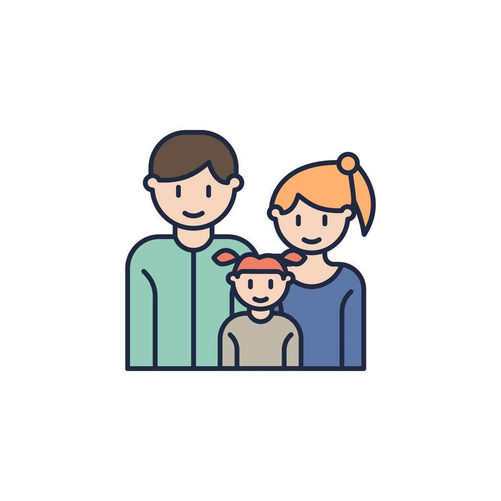 ouders met dochter tekenfilm vector icoon