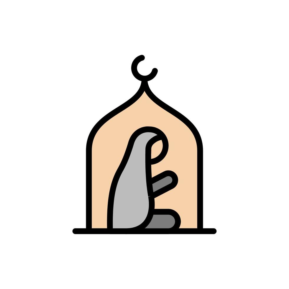 moslim vrouw bidden moskee vector icoon