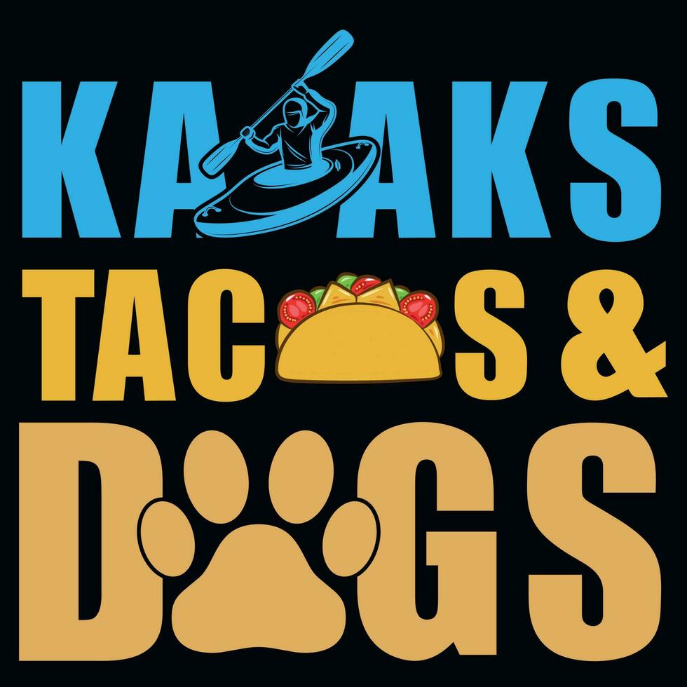 kajak taco's en honden t-shirt ontwerp vector