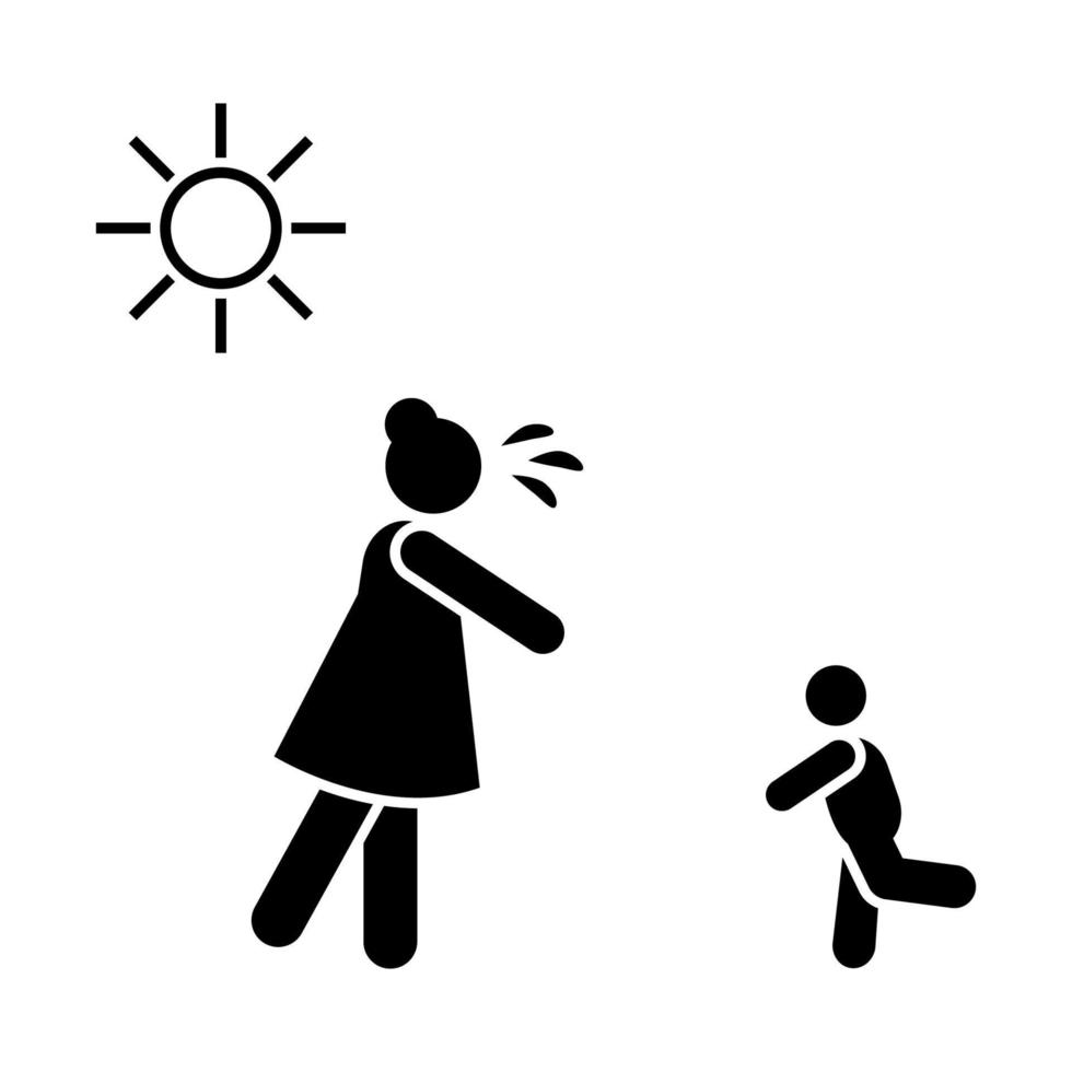 baby, zon, vrouw, pijn vector icoon