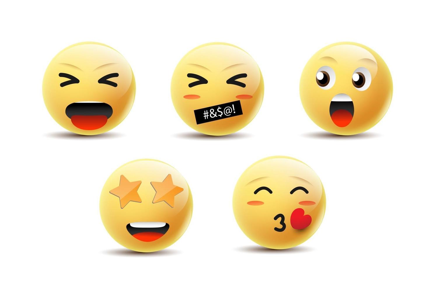 emoji-pictogramontwerp met glimlach, boos, blij en een andere gezichtsemotie. vector