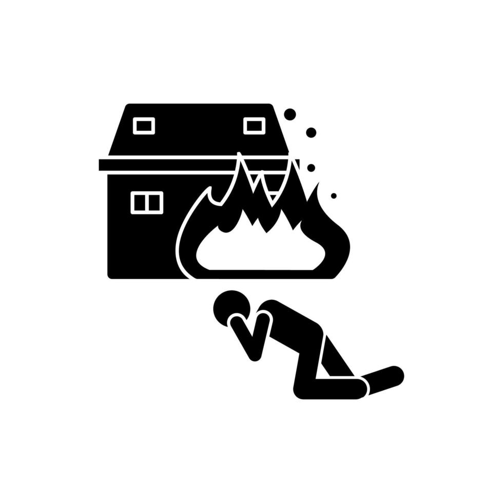 Mens brand in huis vector icoon