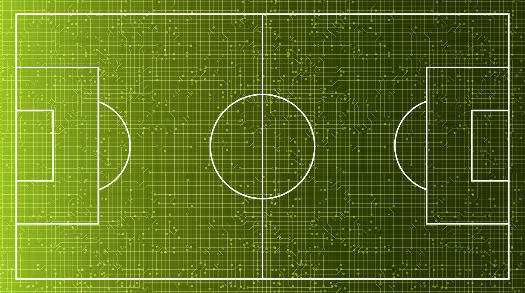 groen virtueel voetbalveld op digitale technologieachtergrond, vector. vector