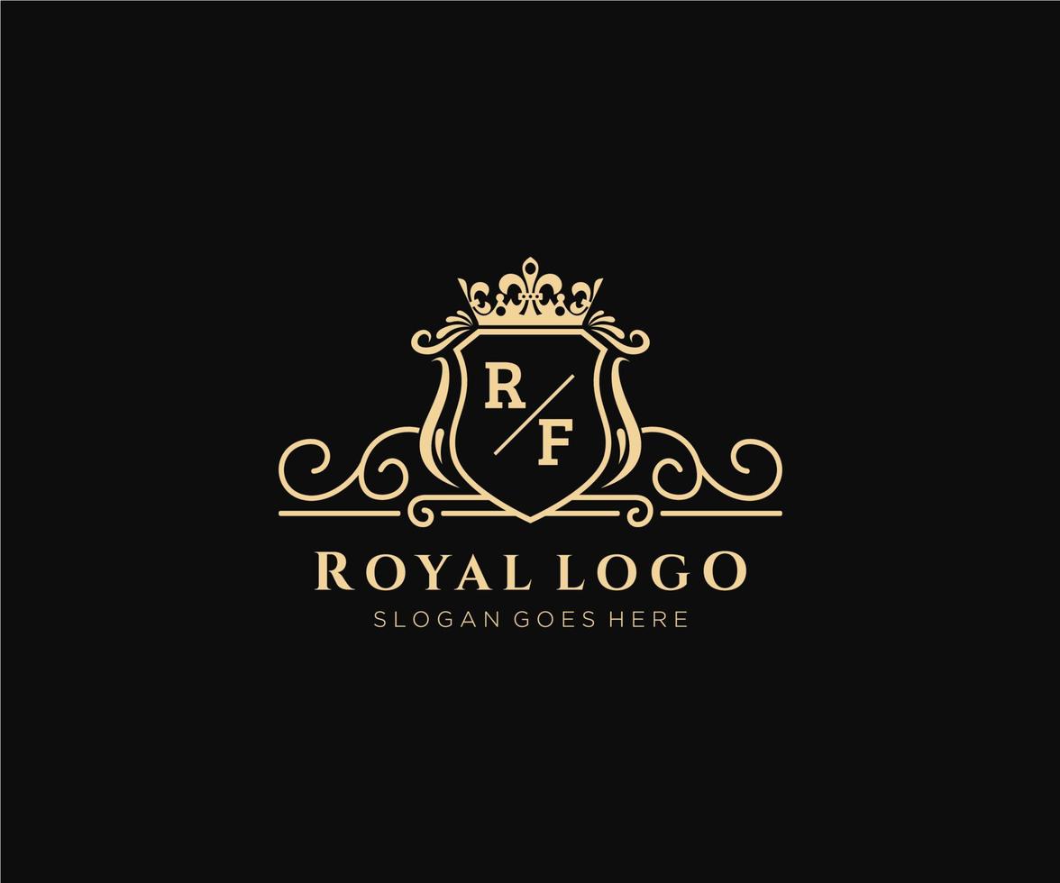 eerste rf brief luxueus merk logo sjabloon, voor restaurant, royalty, boetiek, cafe, hotel, heraldisch, sieraden, mode en andere vector illustratie.