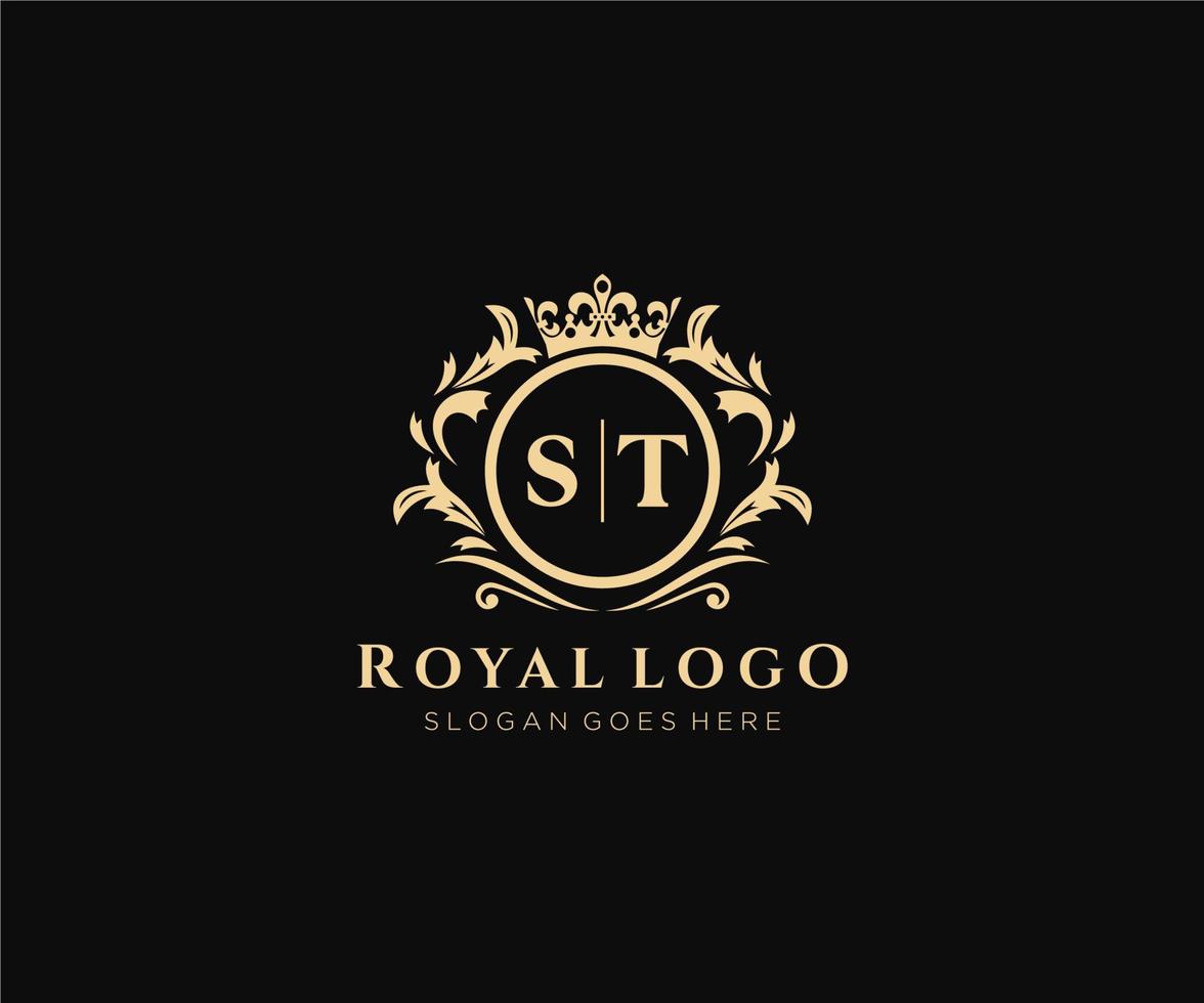 eerste st brief luxueus merk logo sjabloon, voor restaurant, royalty, boetiek, cafe, hotel, heraldisch, sieraden, mode en andere vector illustratie.