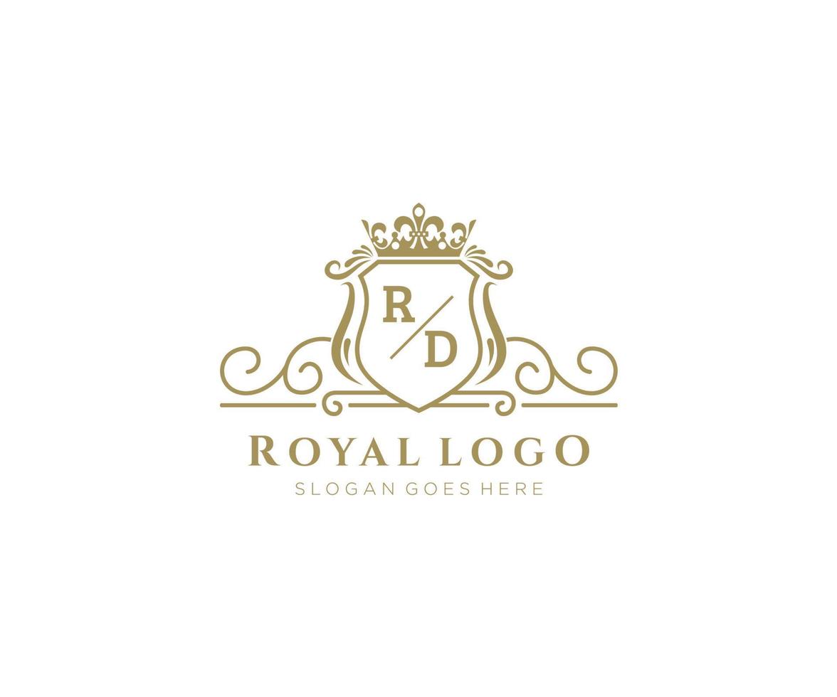 eerste rd brief luxueus merk logo sjabloon, voor restaurant, royalty, boetiek, cafe, hotel, heraldisch, sieraden, mode en andere vector illustratie.