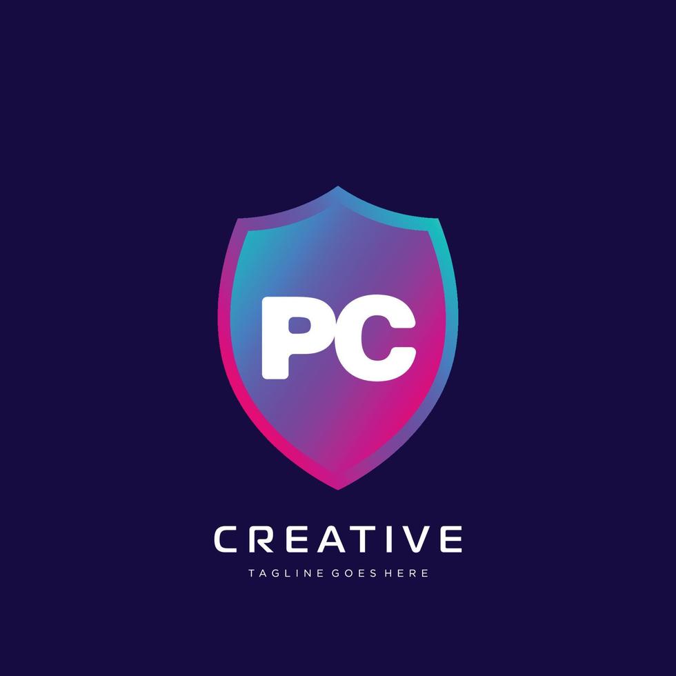 pc eerste logo met kleurrijk sjabloon vector