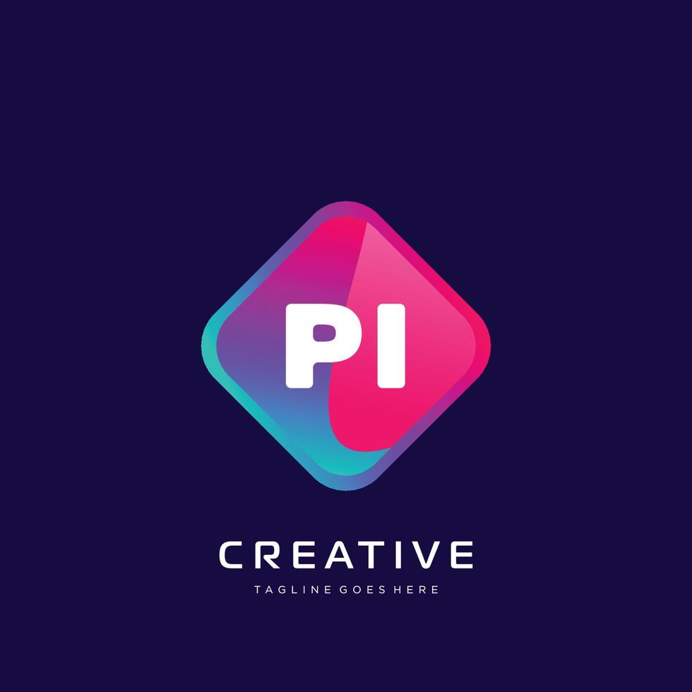 pi eerste logo met kleurrijk sjabloon vector