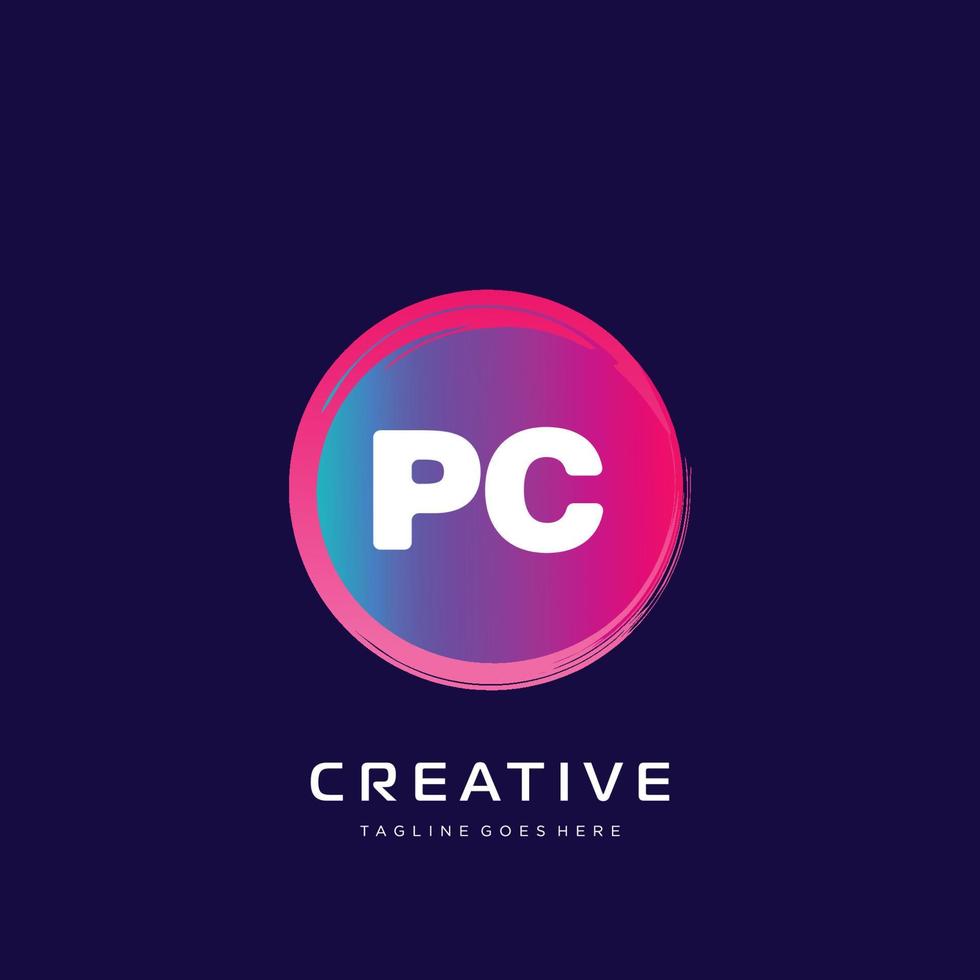 pc eerste logo met kleurrijk sjabloon vector