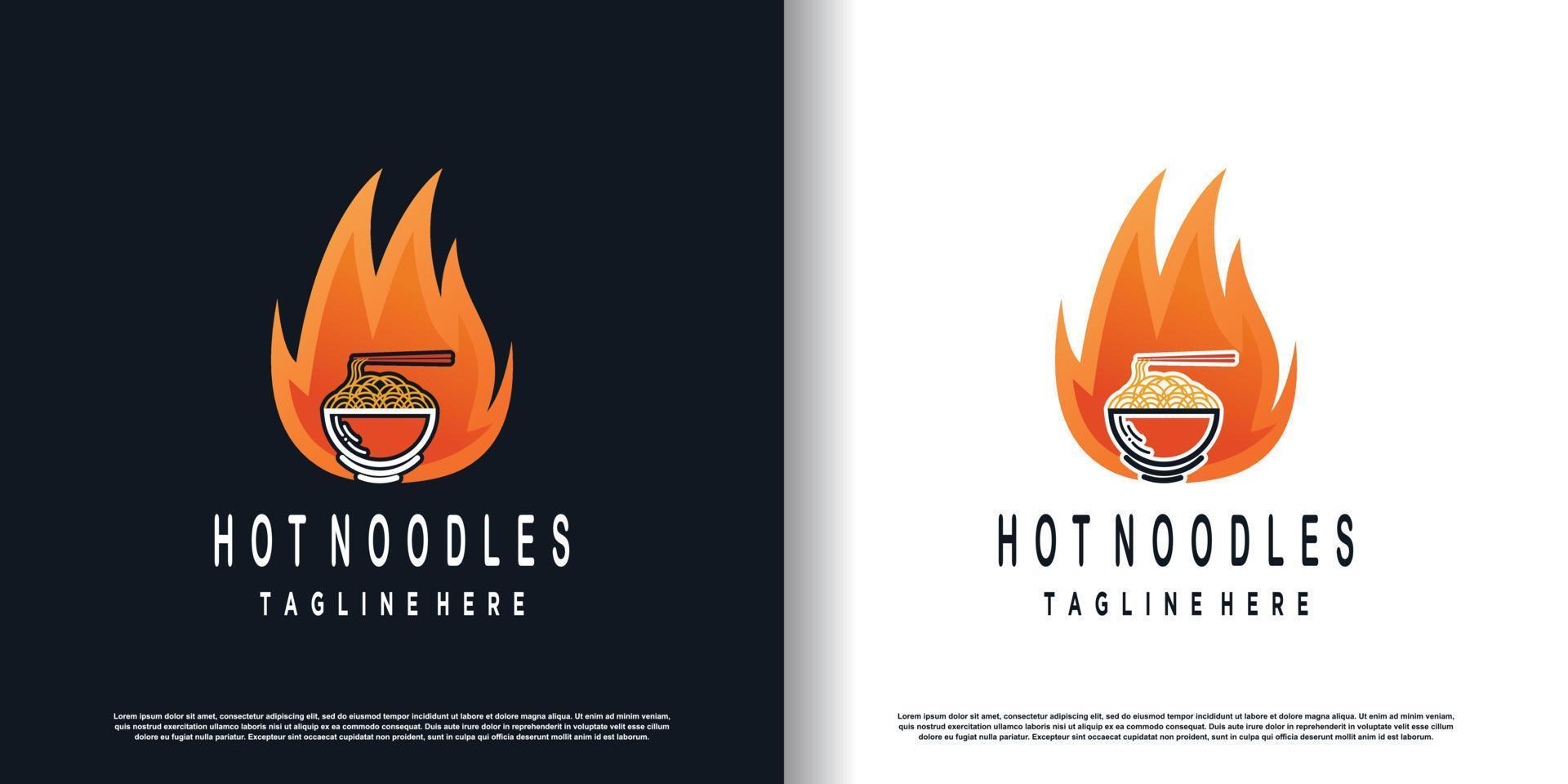 heet noodle ontwerp vector met creatief concept premie vector