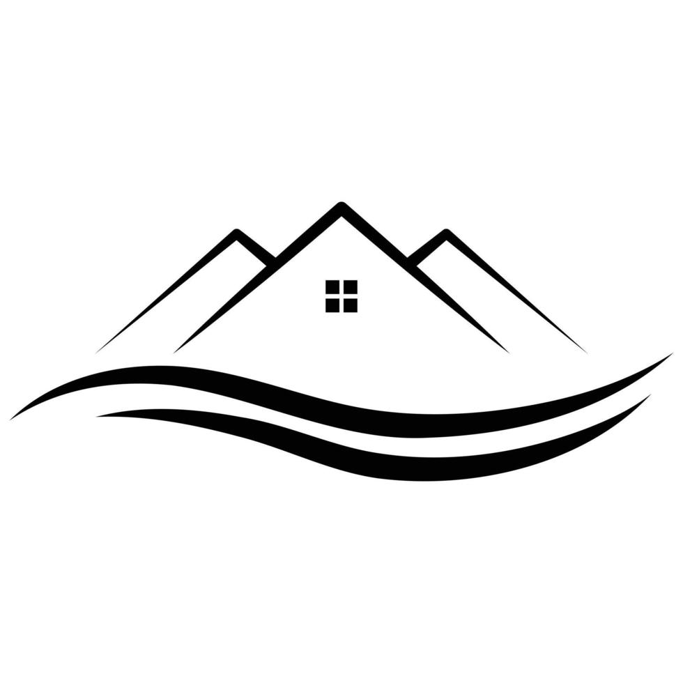 huis en golven vetor icoon ontwerp. echt landgoed vlak icoon. vector