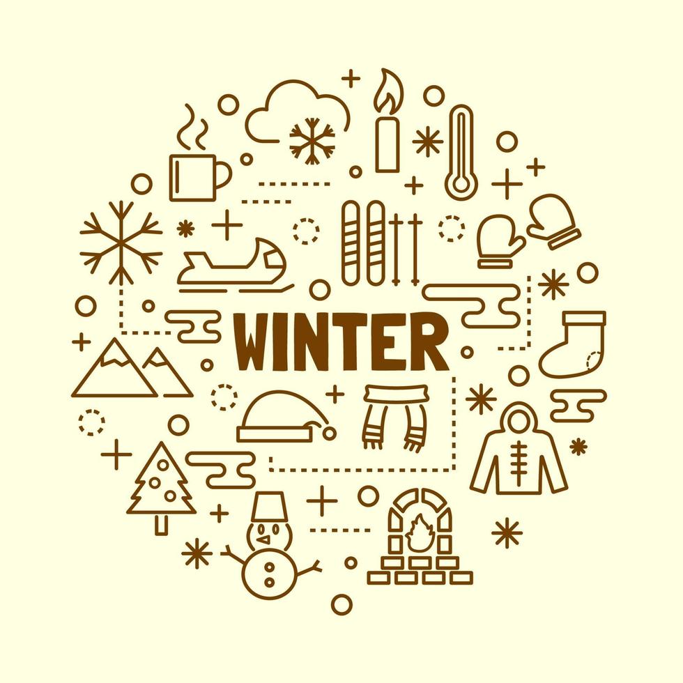 winter minimale dunne lijn iconen set vector