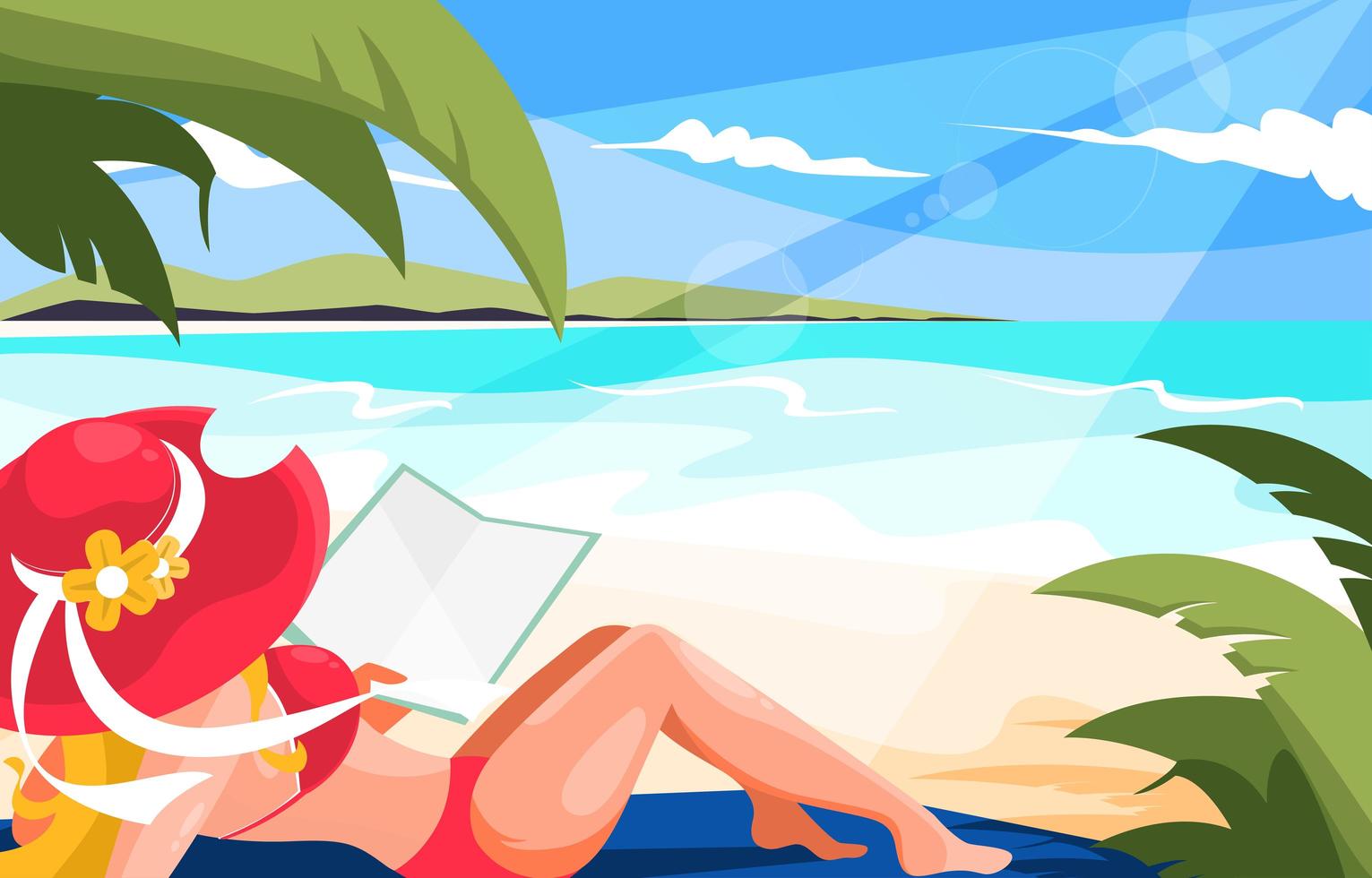 vrouwen ontspannen op het strand in zomervakantie vector