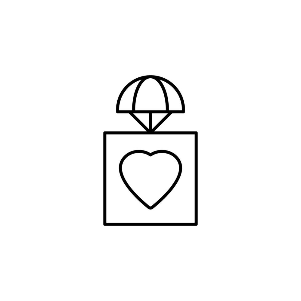 een pakket met een hart veld- schets vector icoon