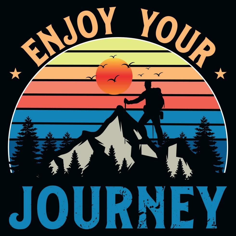 berg wandelen grafiek t-shirt ontwerp vector