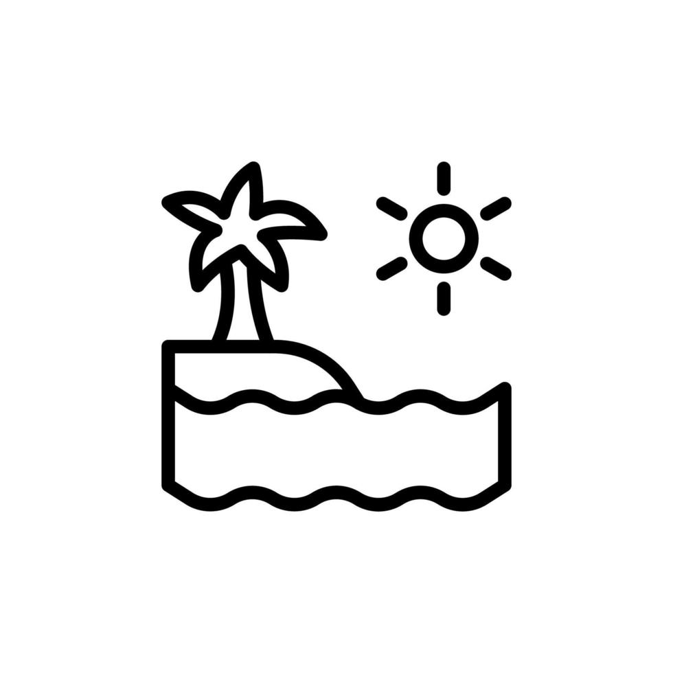eiland, zon, palm, oceaan vector icoon