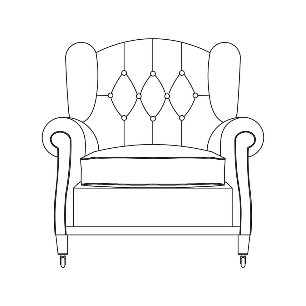 stoel overzicht pictogram. lineaire tekening van fauteuil. vector