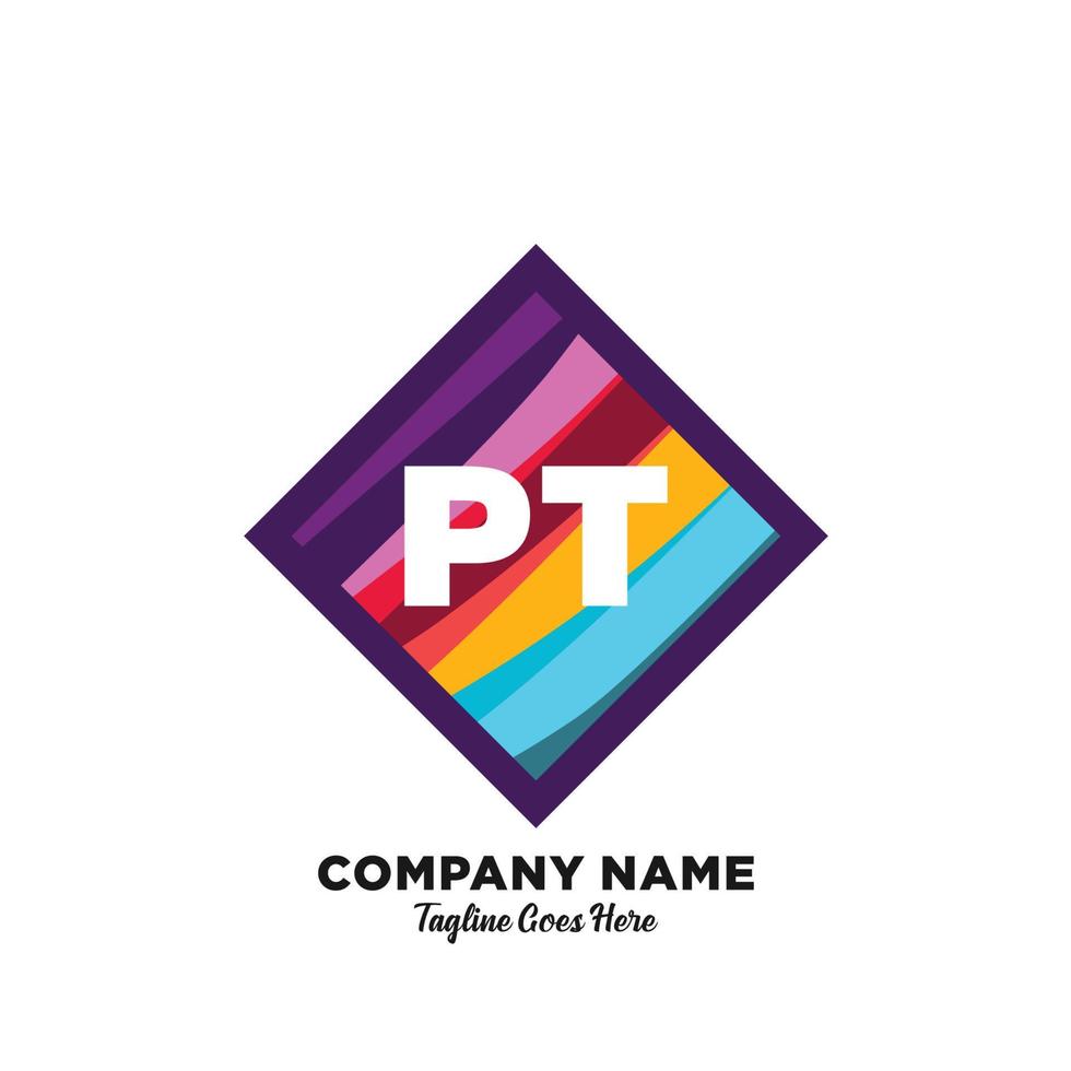pt eerste logo met kleurrijk sjabloon vector. vector
