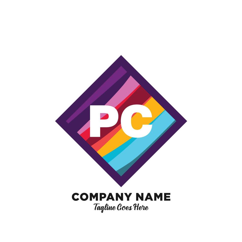 pc eerste logo met kleurrijk sjabloon vector. vector