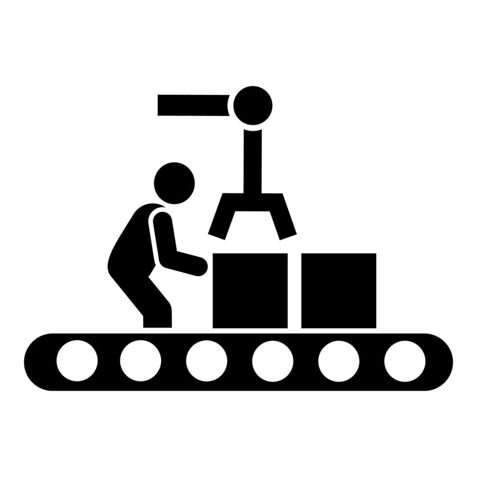 container, Verzenden, Mens, machines, automatisering vector icoon