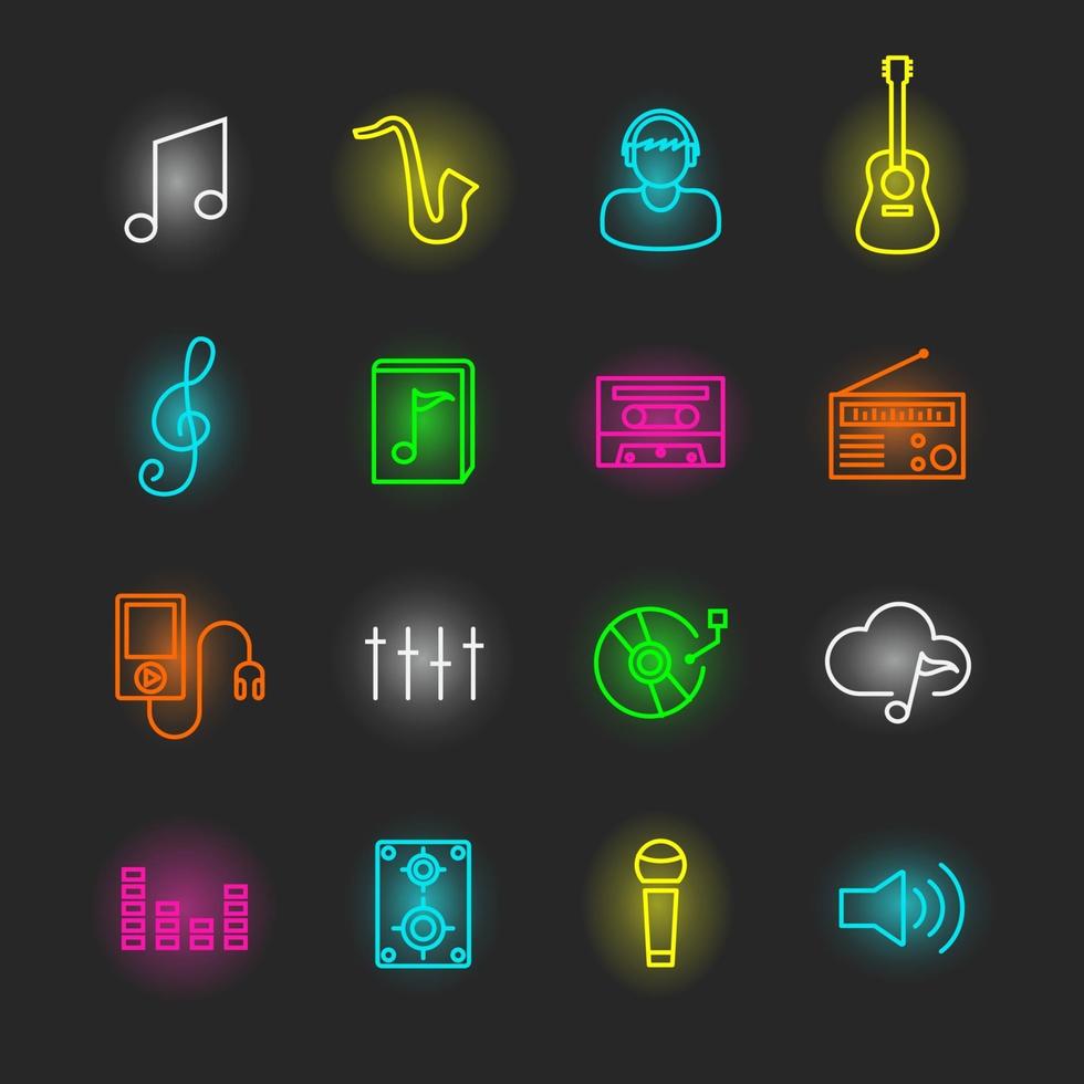 muziek neon pictogramserie vector