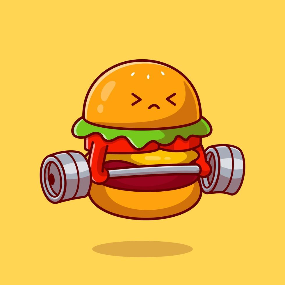 schattig hamburger hijs- halter tekenfilm vector icoon illustratie. voedsel gezond icoon concept geïsoleerd premie vector. vlak tekenfilm stijl